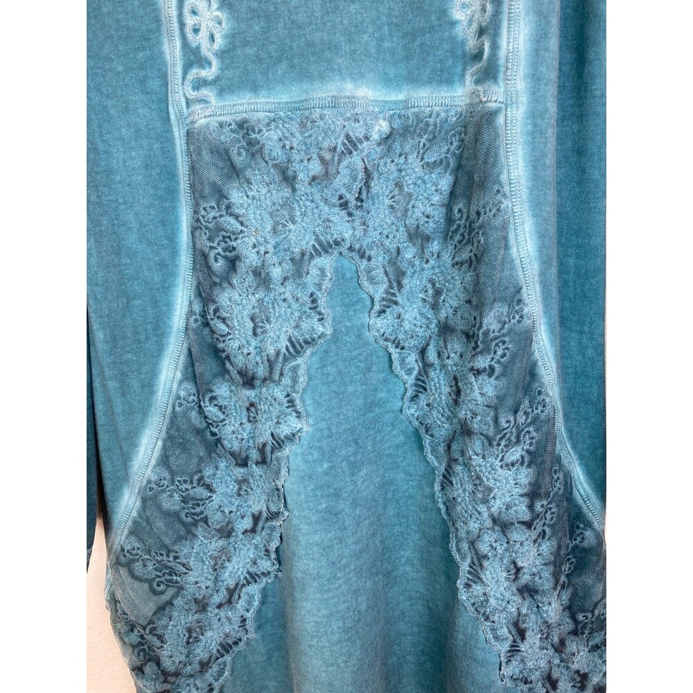 Gretty Zueger Women's Cotton Mini Dress M Green Lace Embroidered Grunge Artsy - Picture 4 of 7